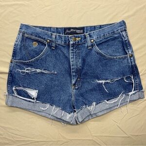 Wrangler Distressed Dark Blue Jean Shorts